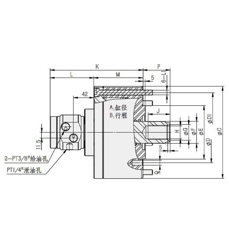 RK-N 中实回转油缸（保压型）